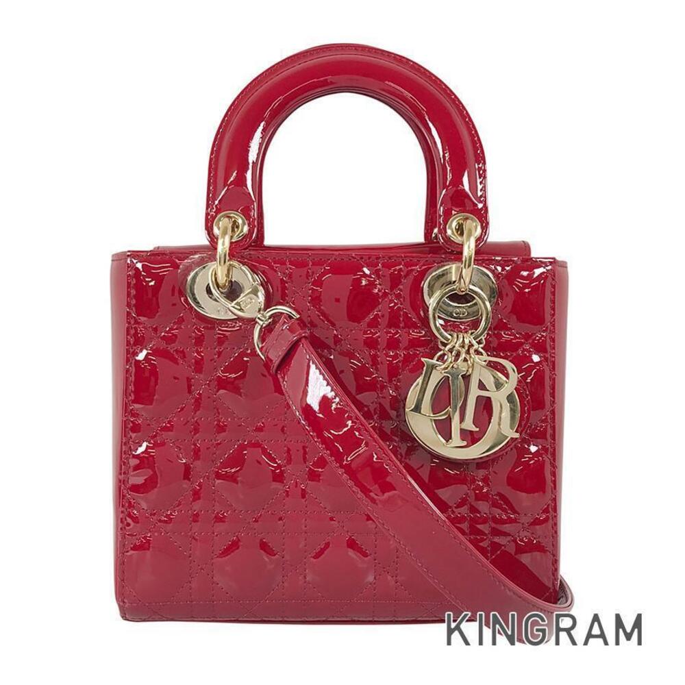 Christian Dior Lady Dior bag red patent Cannage